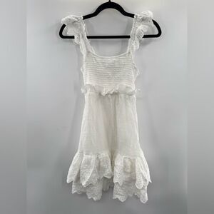 3for$20 Faded Rose White Embroidered Tunic Ruffle Top Size L